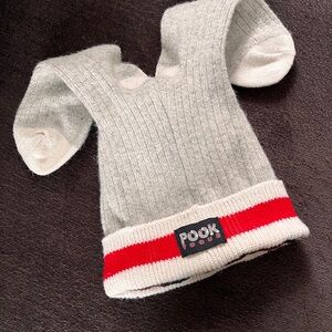 Gray and Red Knit Hat